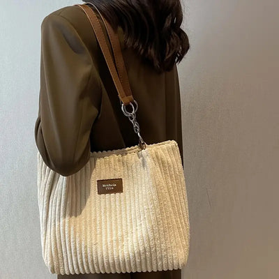 Mia™ - Elegant Corduroy Tote Bag