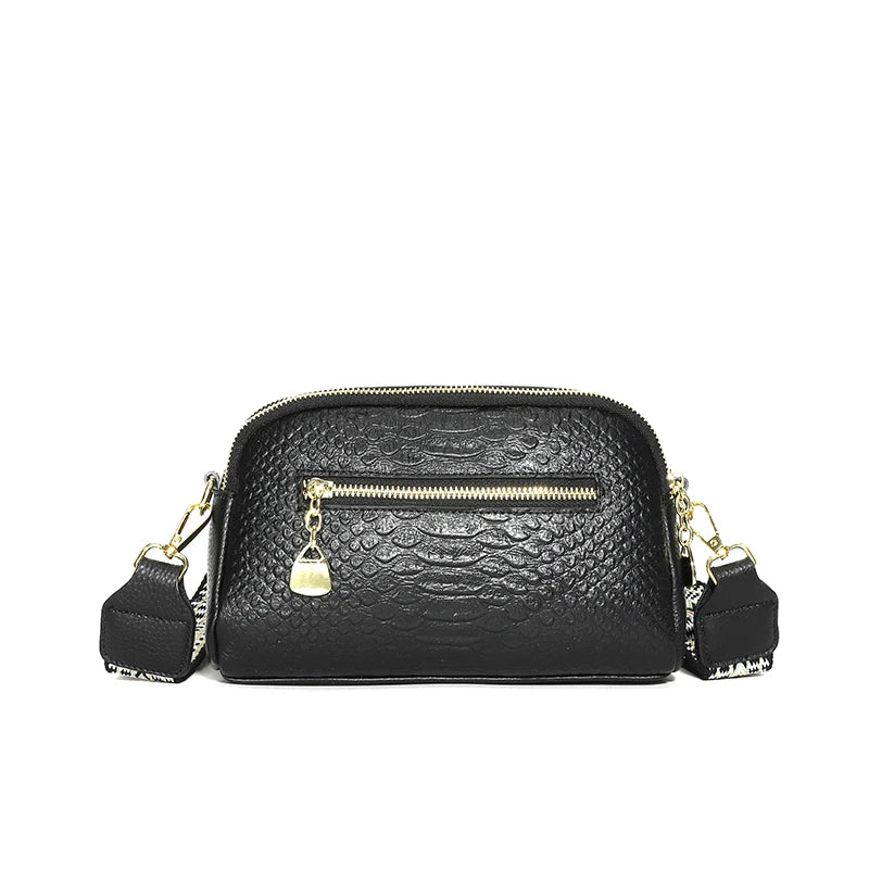 Mia™ - Crossbody Leather Bag With Alligator Pattern