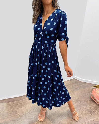 Alice™ - Polka Dot Dress With Deep V-neck