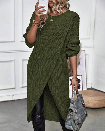 Aurora™ - Comfortable Solid-Colored Irregular Style Sweater Dress