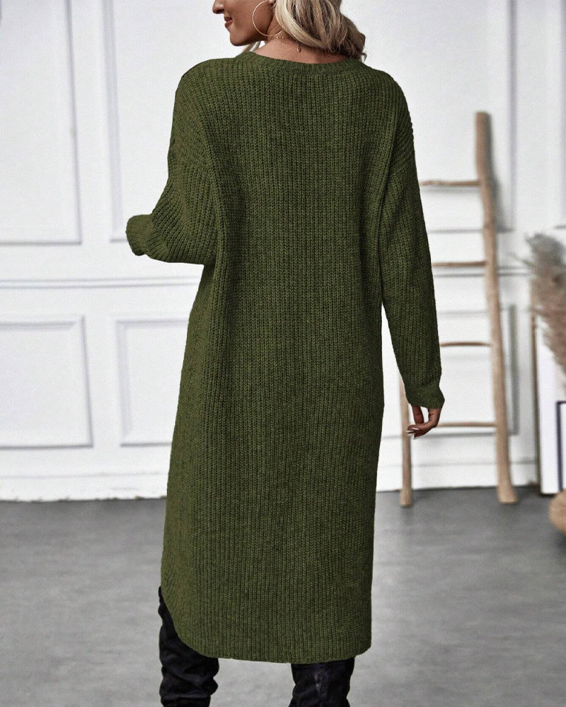 Aurora™ - Comfortable Solid-Colored Irregular Style Sweater Dress