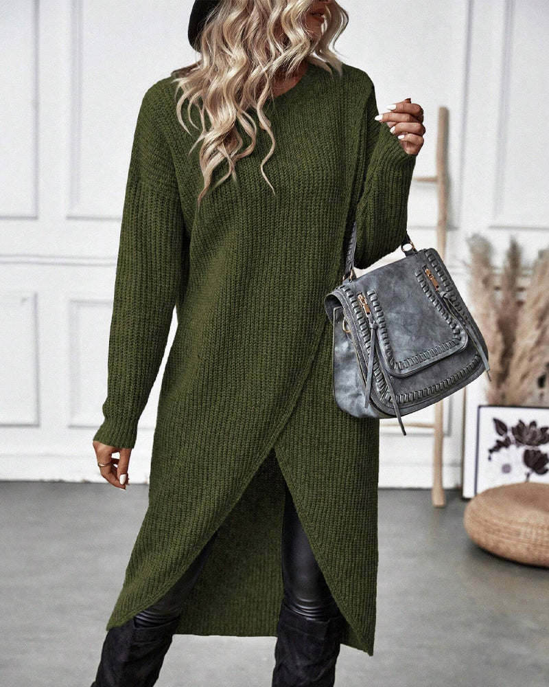 Aurora™ - Comfortable Solid-Colored Irregular Style Sweater Dress