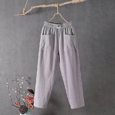 Rosie™ - Cotton Linen Trousers with Elasticated Waist