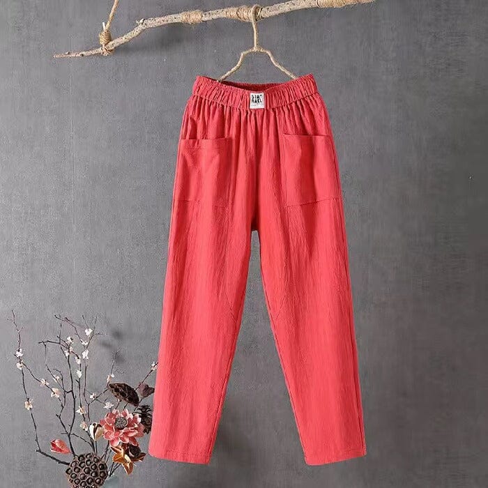 Rosie™ - Cotton Linen Trousers with Elasticated Waist