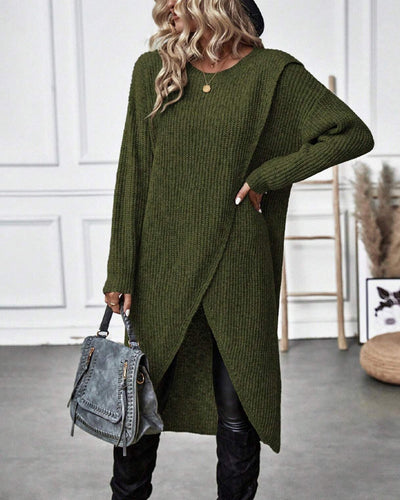 Aurora™ - Comfortable Solid-Colored Irregular Style Sweater Dress