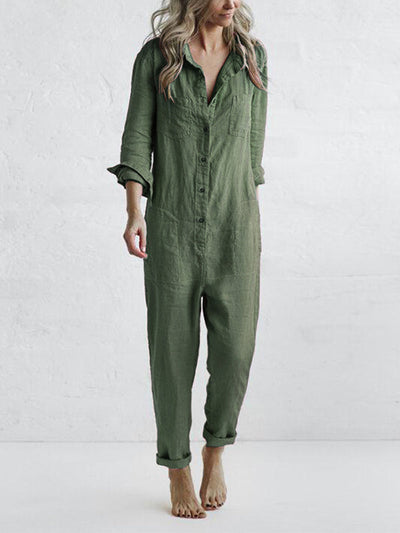 Florence™ - Comfortable Linen Long-Sleeved Jumpsuit