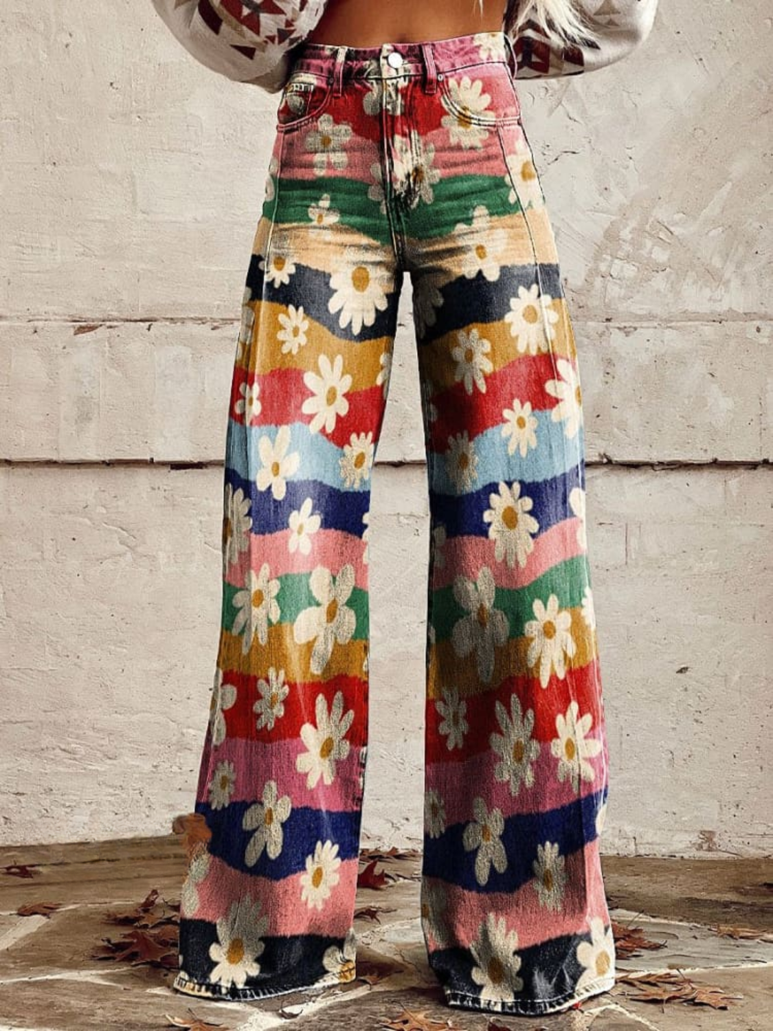 Alice™ - Vintage Colorful Striped Floral Printed Wide Leg Pants