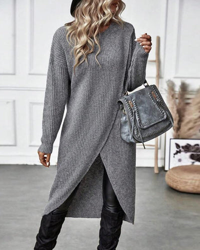 Aurora™ - Comfortable Solid-Colored Irregular Style Sweater Dress