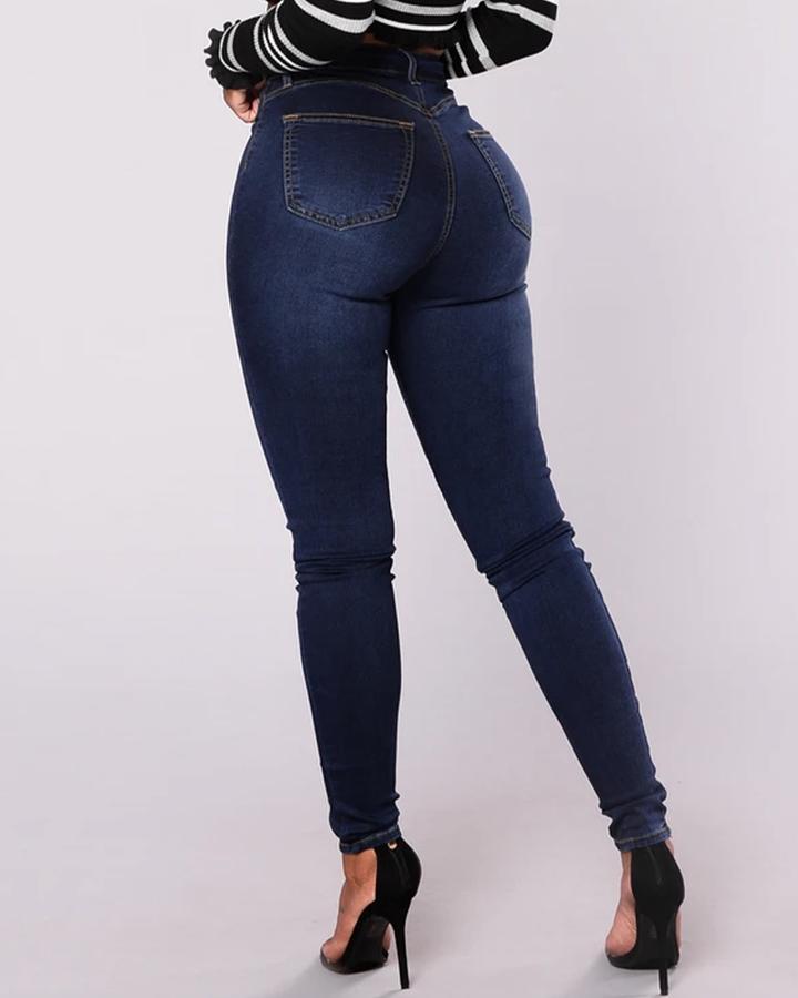 Mila™ - Double Breasted High Waist Skinny Jeans