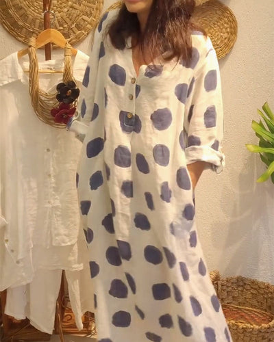 Mila™ - Casual Loose Long Sleeve Polka Dot Dress