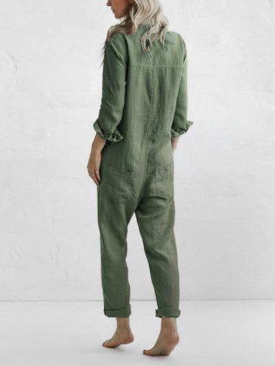 Florence™ - Comfortable Linen Long-Sleeved Jumpsuit