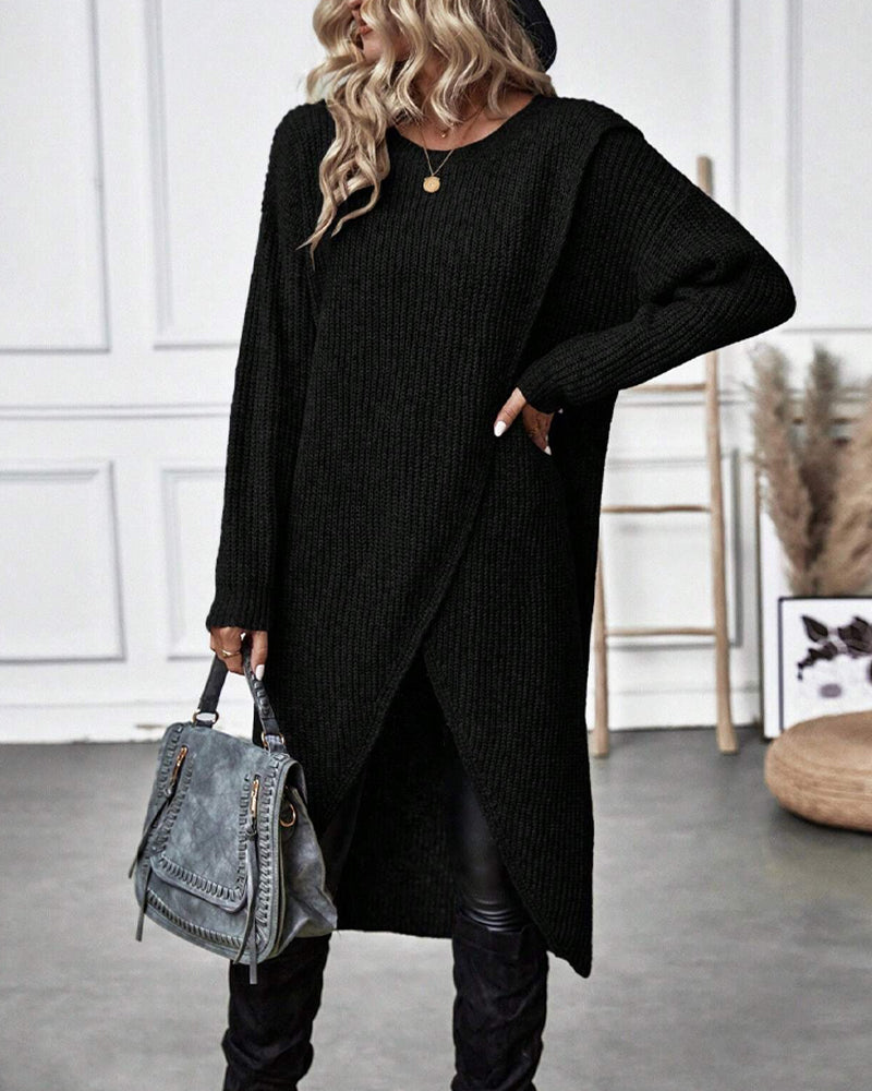 Aurora™ - Comfortable Solid-Colored Irregular Style Sweater Dress