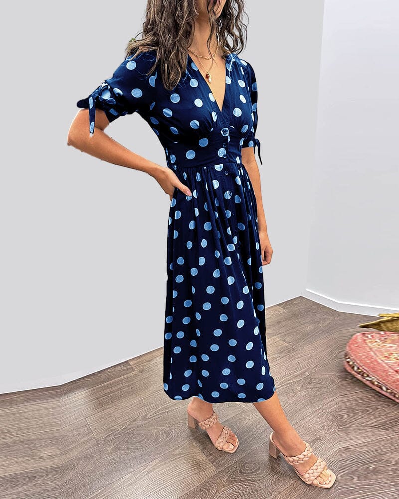 Alice™ - Polka Dot Dress With Deep V-neck