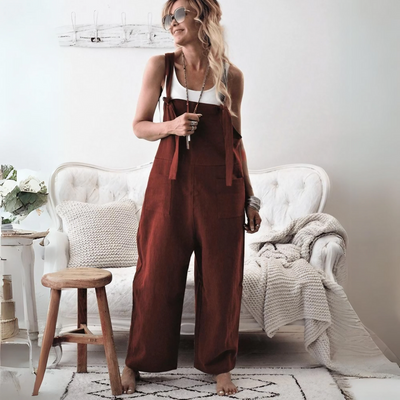 Scarlett™ - Casual Loose Cotton Linen Solid Pockets Jumpsuit