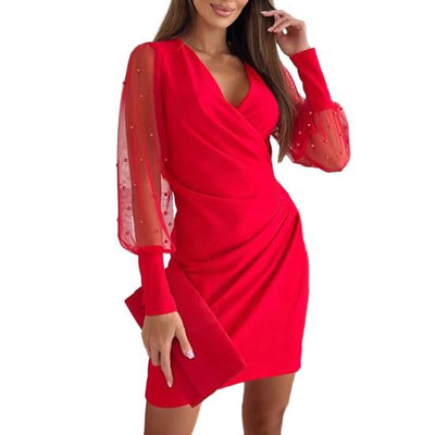 Amelia™ - Stylish Lacey Wrap V-Neck Dress