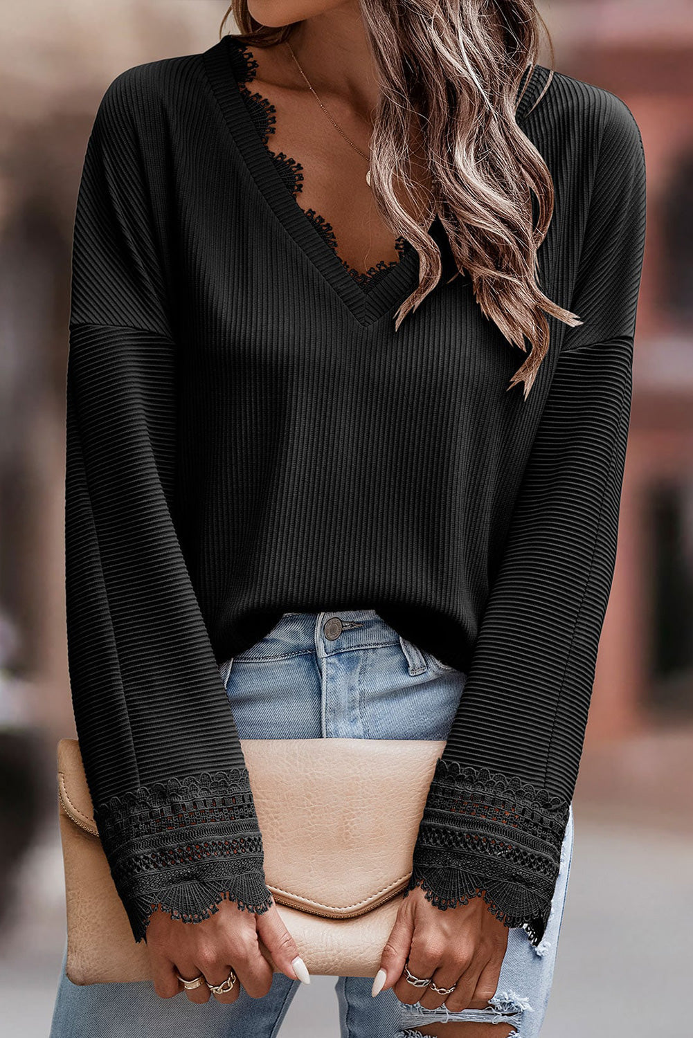 Ruby™ - V-Neck Long-Sleeved Knitted Sweater