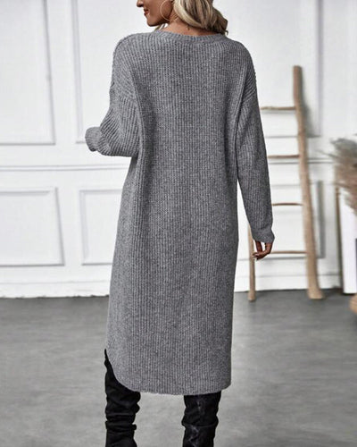 Aurora™ - Comfortable Solid-Colored Irregular Style Sweater Dress