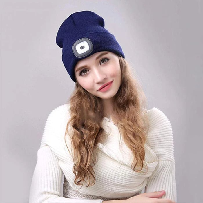 Removable LED Headlamp Beanie Hat