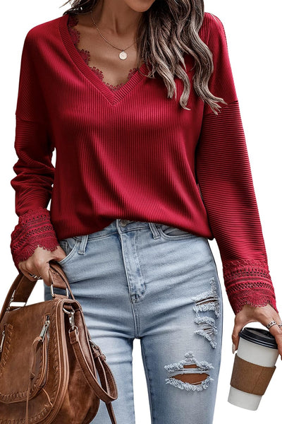 Ruby™ - V-Neck Long-Sleeved Knitted Sweater