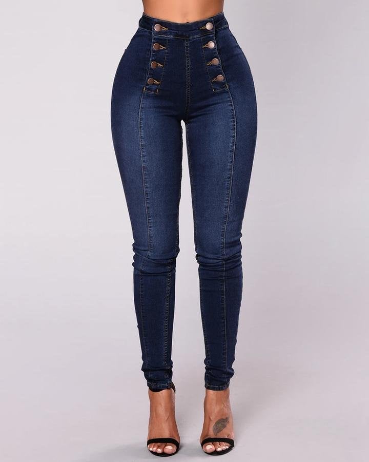 Mila™ - Double Breasted High Waist Skinny Jeans