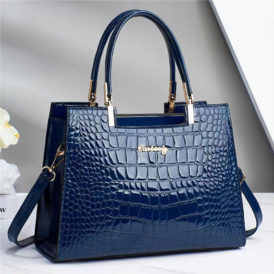 Lola™ - Shiny Crocodile Pattern Leather Handbag