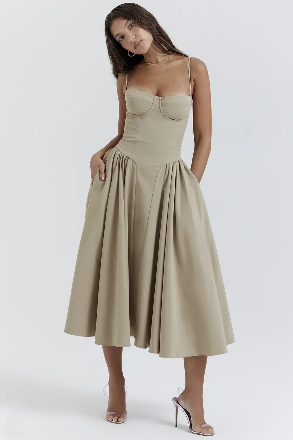 Lucy™ - Elegant Sleeveless Corset Midi Dress