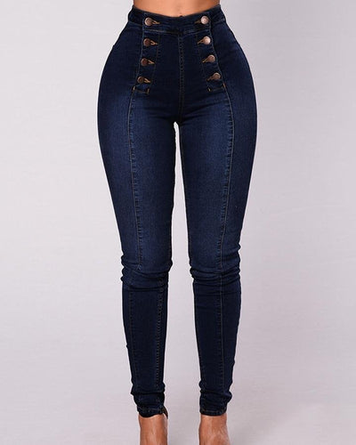 Mila™ - Double Breasted High Waist Skinny Jeans