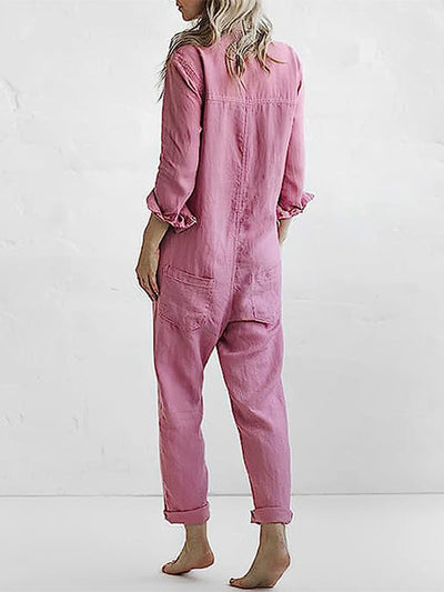 Florence™ - Comfortable Linen Long-Sleeved Jumpsuit