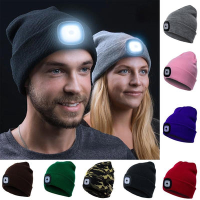 Removable LED Headlamp Beanie Hat