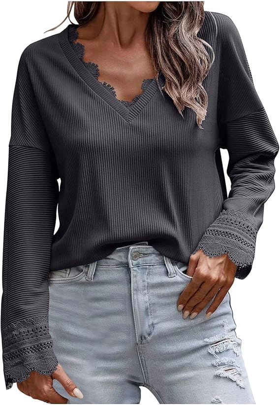 Ruby™ - V-Neck Long-Sleeved Knitted Sweater