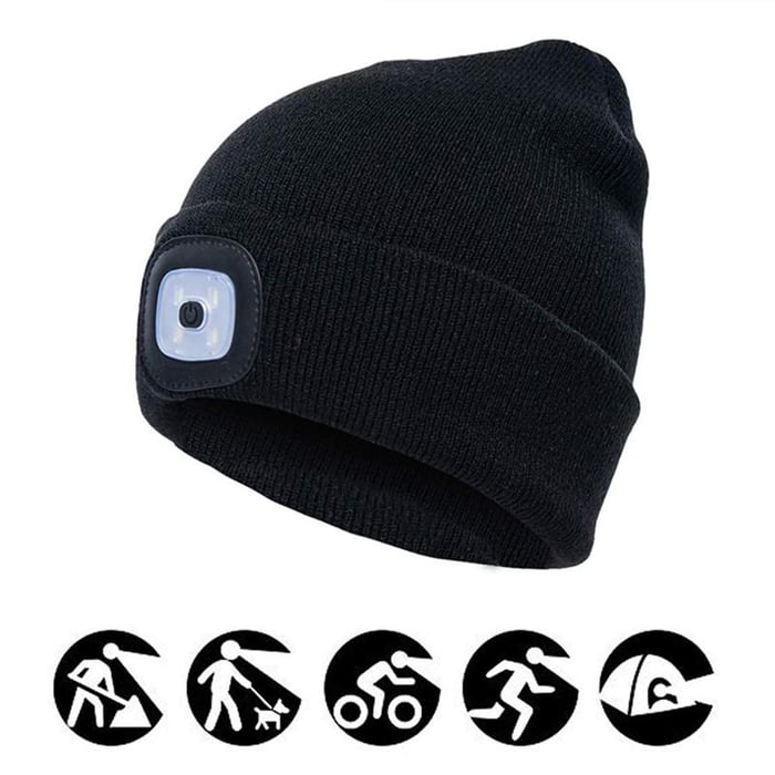 Removable LED Headlamp Beanie Hat