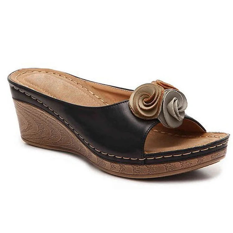 Lila™ - Orthopedic Flower Strap Leather Sandals