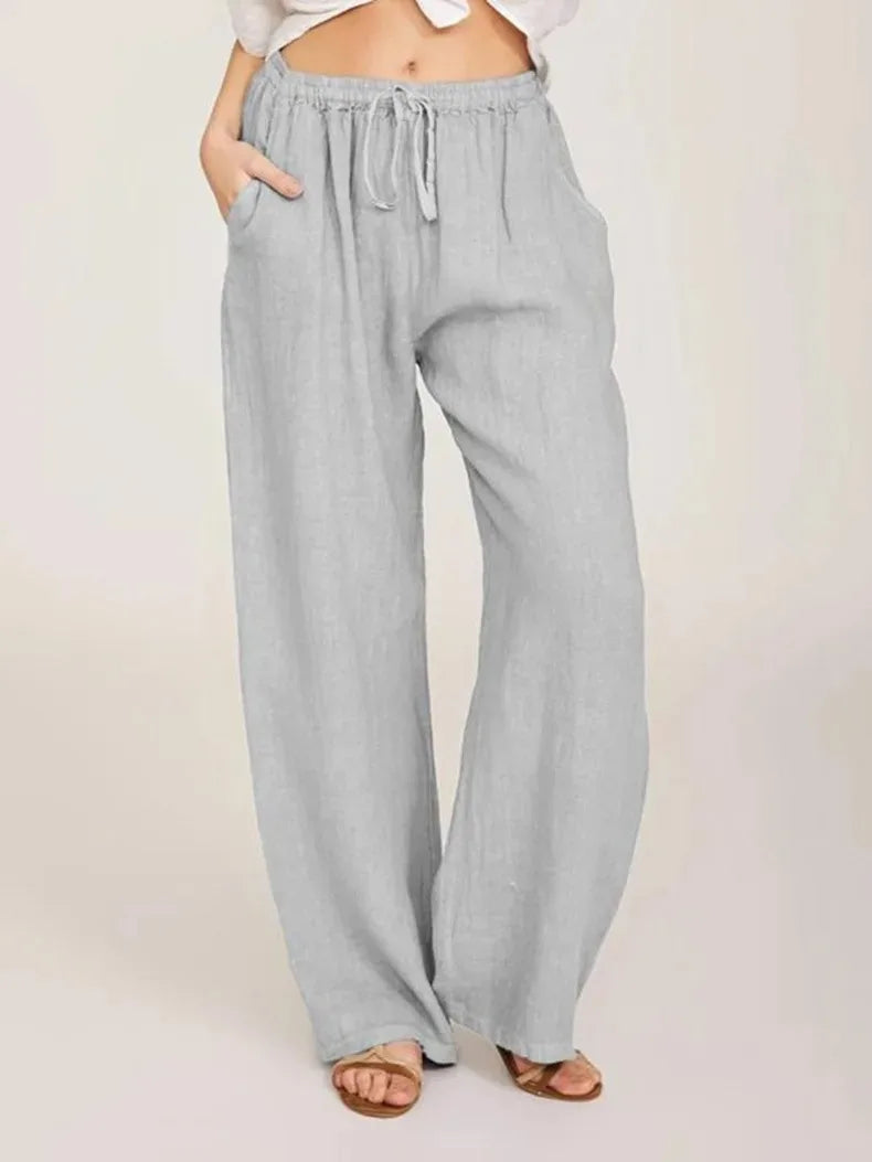 Harper™ - Cotton Linen Loose Solid Elastic Waist Trouser