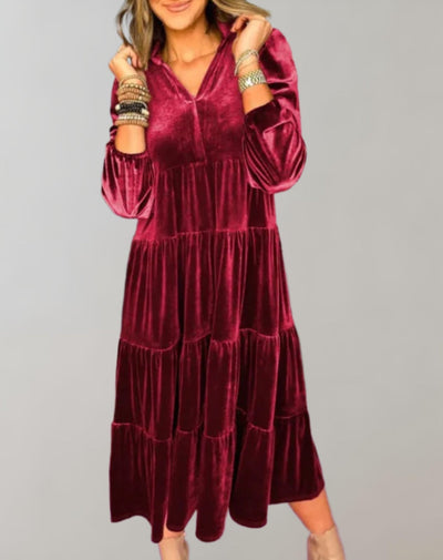 Sienna™ - Comfortable Loose Velvet Dress With V-neck