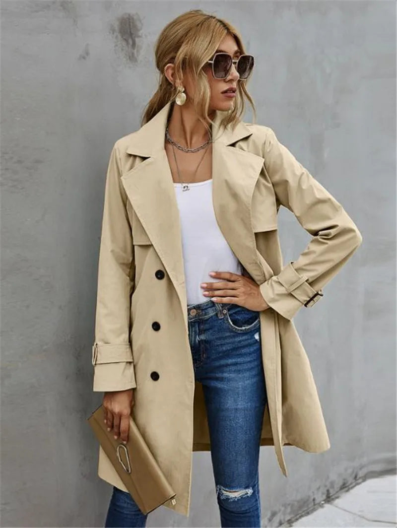 Sophia™ - Elegent Comfortable Lapel Neck Trenchcoat