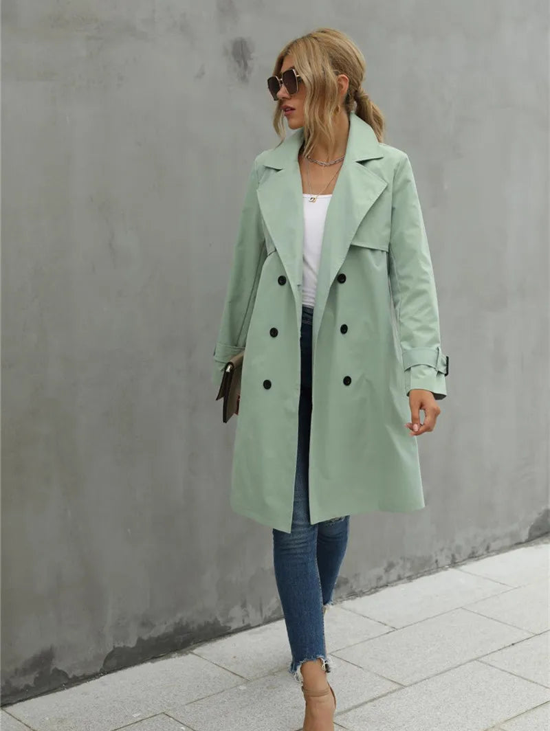 Sophia™ - Elegent Comfortable Lapel Neck Trenchcoat