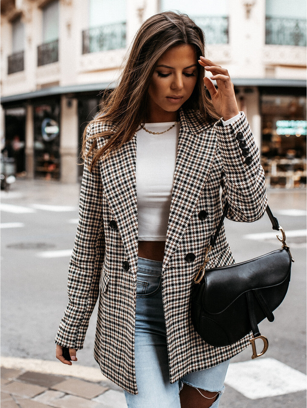 Emily™ - Stylish Checkered Blazer