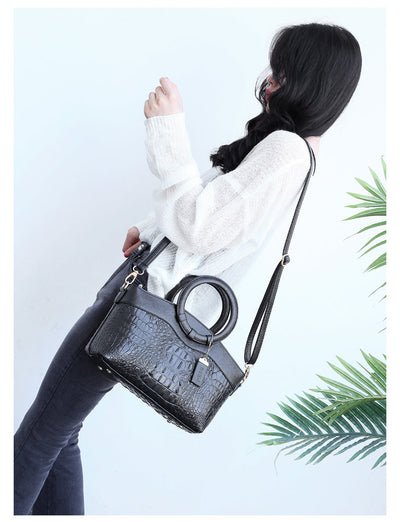 Sophia™ - Stylish Leather Croco Bag With Handmade Details