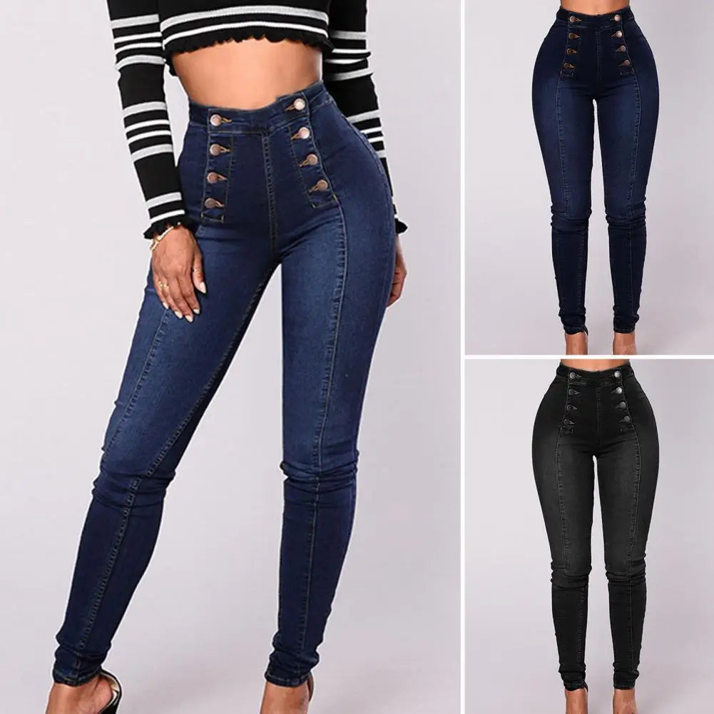 Mila™ - Double Breasted High Waist Skinny Jeans