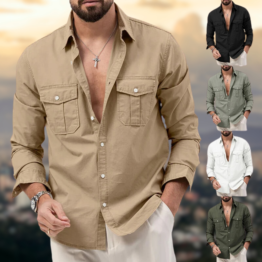 Jack™ - Classic Elegant Fit Multi-Pocket Cotton Long Sleeve Shirt