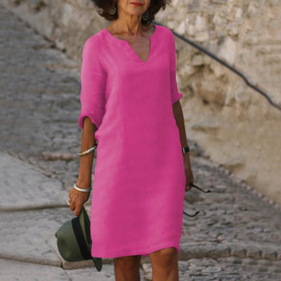 Grace™ - Dress with V-Neck and Three-Quarter Sleeves