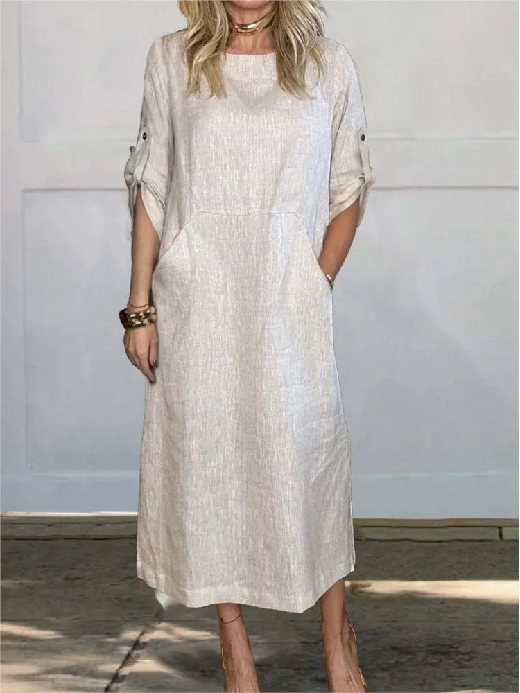 Isla™ - Stylish Comfy Loose Short Sleeved Linen Dress