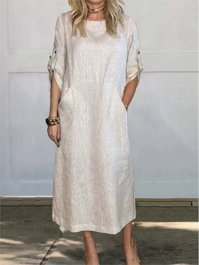 Isla™ - Stylish Comfy Loose Short Sleeved Linen Dress