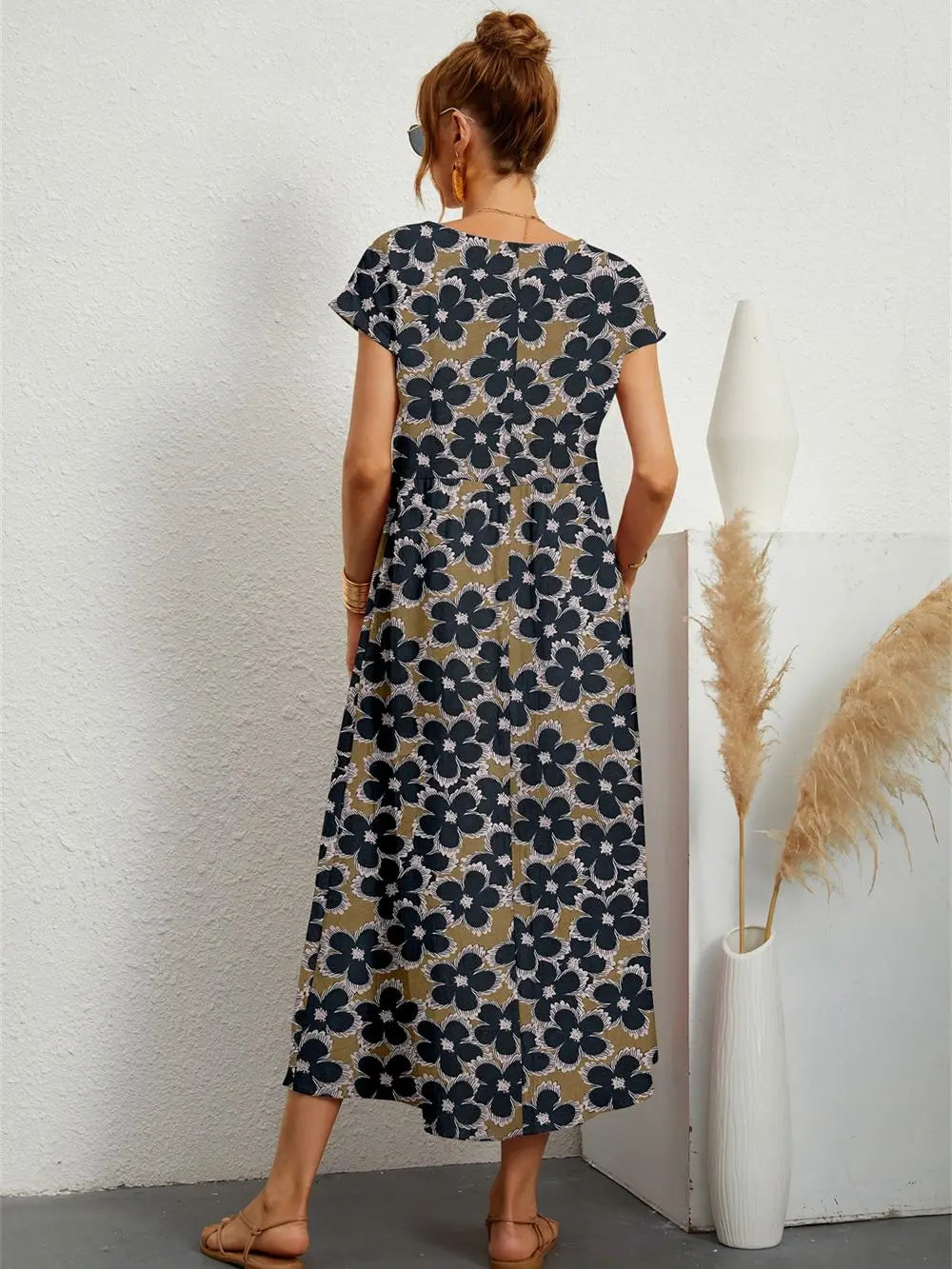Holly™ - Stylish O-neck Printed Dress with Pockets