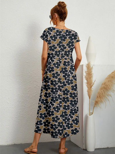 Holly™ - Stylish O-neck Printed Dress with Pockets