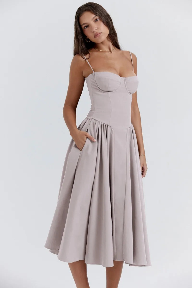 Lucy™ - Elegant Sleeveless Corset Midi Dress