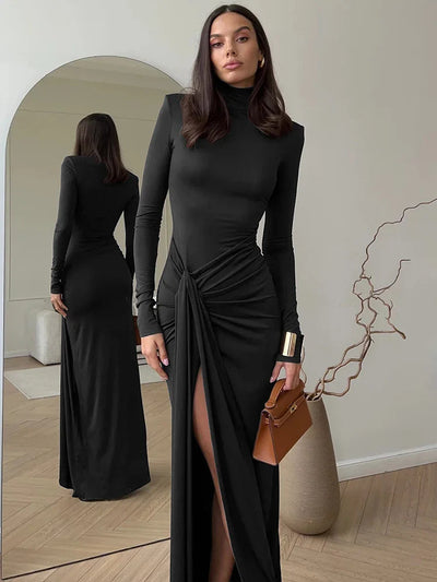 Evelyn™ - Sexy Turtleneck Bodycon Dress with Thigh High Split