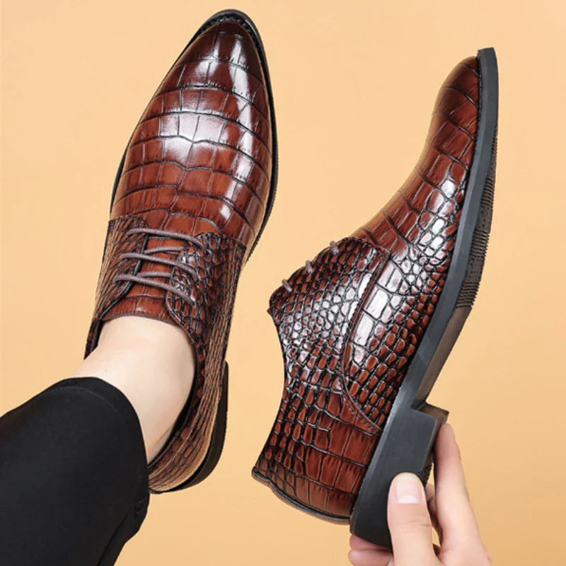 Lauren™ - Stylish Crocodile Pattern Leather Shoes