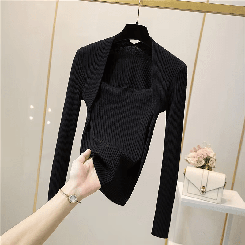 Amelia™ - Soft Warm Square Collar Knitted Sweater