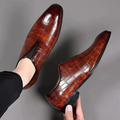 George™ - Stylish Stone Pattern Slip-on Leather Loafers